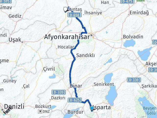 Isparta Altıntaş Kütahya Arası Kaç Km - Yol Haritası