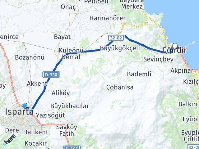 Anadolu Eğirdir Arası Kaç Km - Yol Tarifi