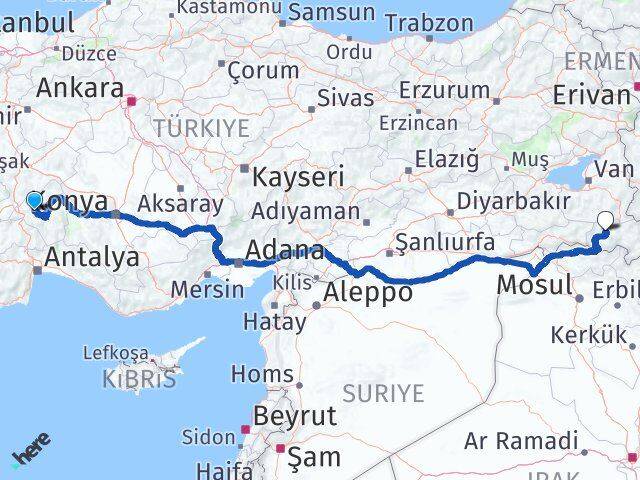 Atabey Hakkari Arası Kaç Km - Yol Tarifi