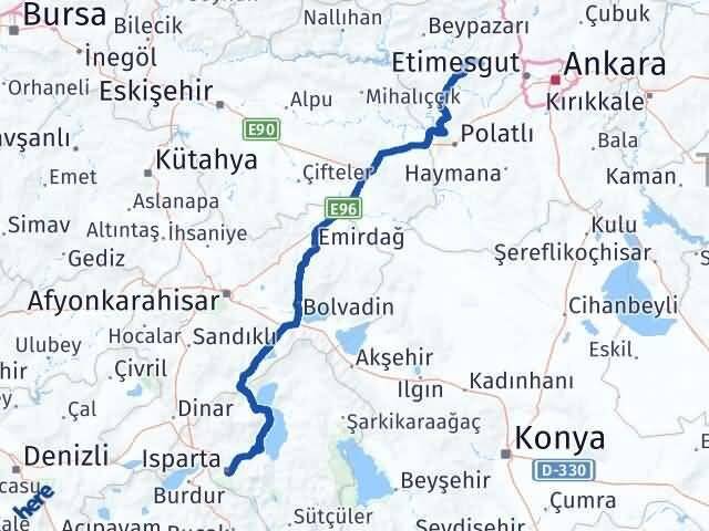 Isparta Ayaş Ankara Arası Kaç Km - Yol Haritası