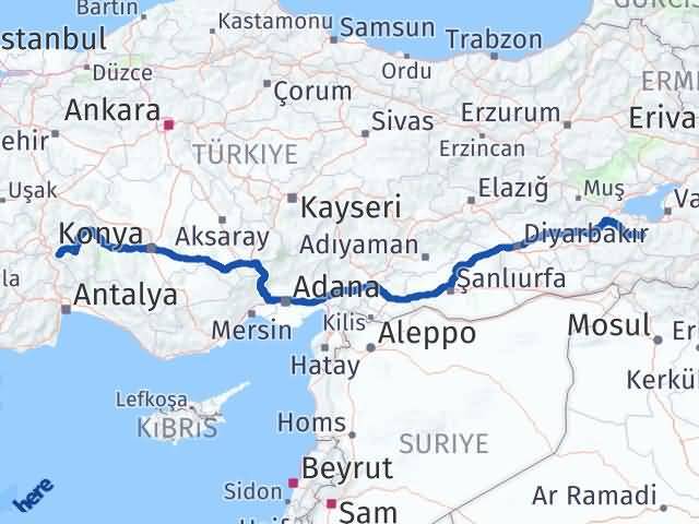 Isparta Bahçesaray Van Arası Kaç Km - Yol Haritası