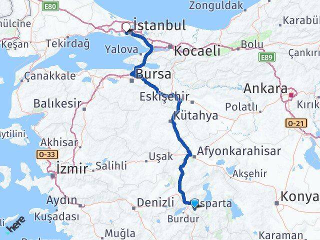 Isparta Bayrampaşa İstanbul Arası Kaç Km - Yol Haritası