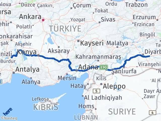Isparta Bismil Diyarbakır Arası Kaç Km - Yol Haritası