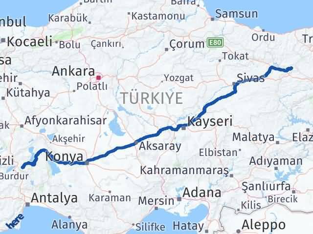 Isparta Çamoluk Arası Kaç Km - Yol Tarifi