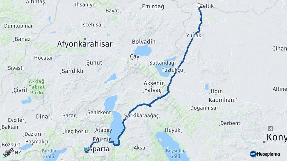 Isparta Çeltik Arası Kaç Km - Yol Tarifi
