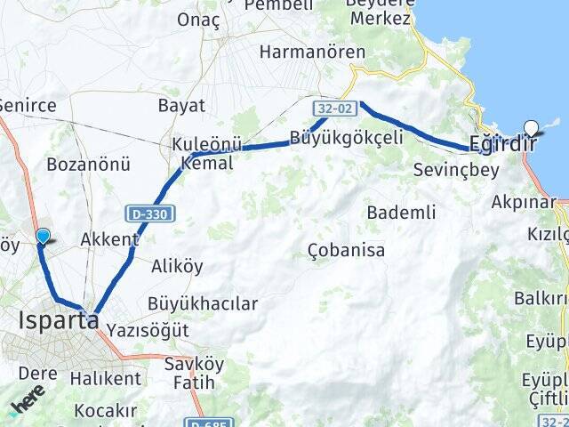 Çünür Eğirdir Otogarı Arası Kaç Km - Yol Tarifi