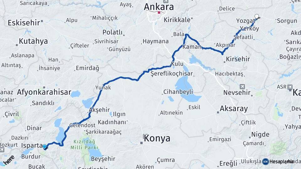 Isparta Davraz Arası Kaç Km - Yol Haritası