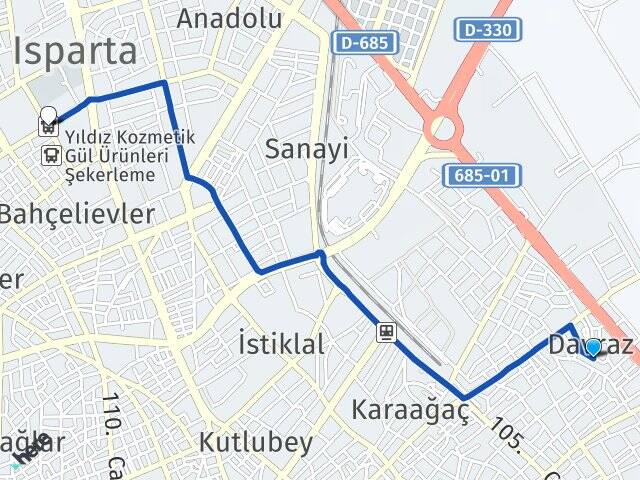 Isparta Davraz Isparta Otogarı Arası Kaç Km - Yol Haritası