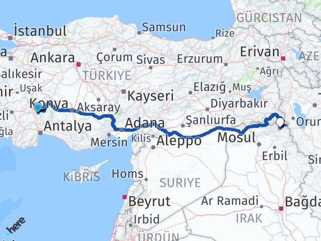 Isparta Derecik Hakkari Arası Kaç Km - Yol Haritası