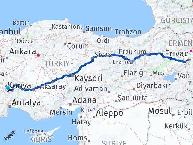 Isparta Doğubayazıt Ağrı Arası Kaç Km - Yol Haritası