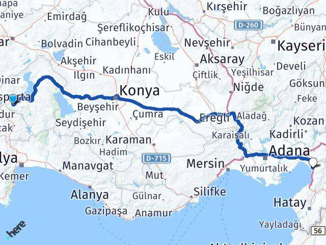 Isparta Dörtyol Hatay Arası Kaç Km - Yol Haritası
