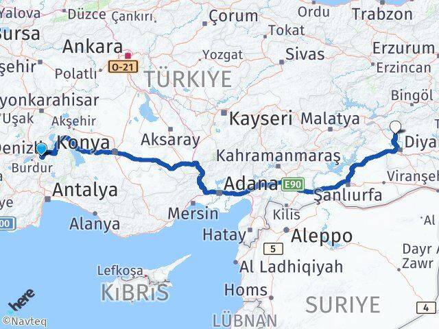 Isparta Eğil Diyarbakır Arası Kaç Km - Yol Haritası