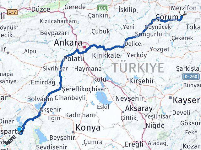 Isparta Eğirdir Amasya Arası Kaç Km - Yol Haritası