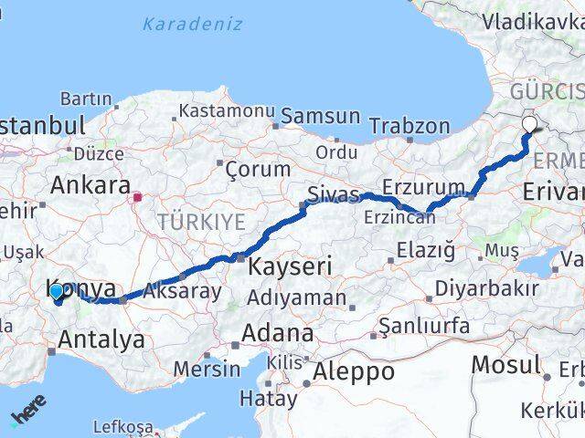Isparta Eğirdir Ardahan Arası Kaç Km - Yol Haritası