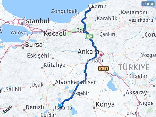 Isparta Eğirdir Bartın Arası Kaç Km - Yol Haritası