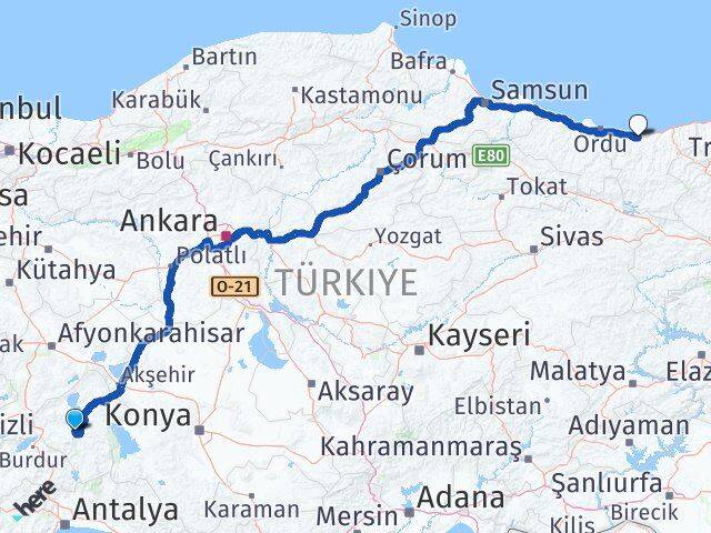 Isparta Eğirdir Giresun Arası Kaç Km - Yol Haritası