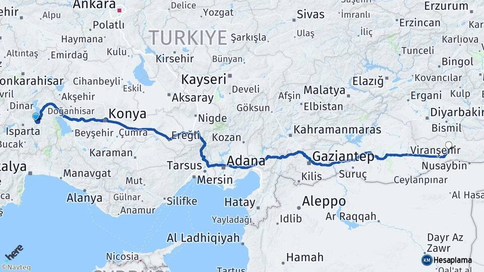 Isparta Eğirdir Mardin Arası Kaç Km - Yol Haritası