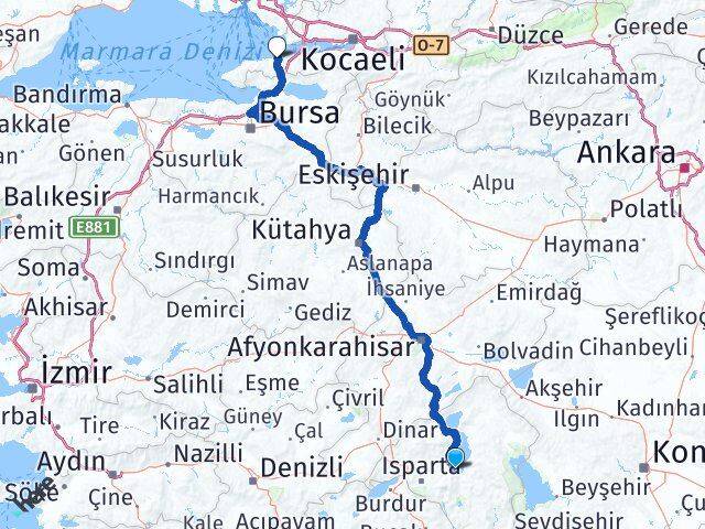 Isparta Eğirdir Yalova Arası Kaç Km - Yol Haritası