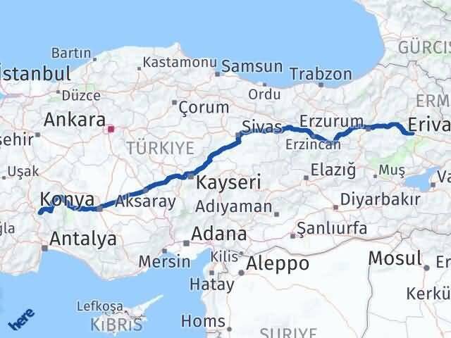 Isparta Eleşkirt Ağrı Arası Kaç Km - Yol Haritası