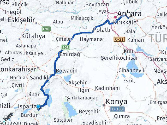 Isparta Elmadağ Ankara Arası Kaç Km - Yol Haritası