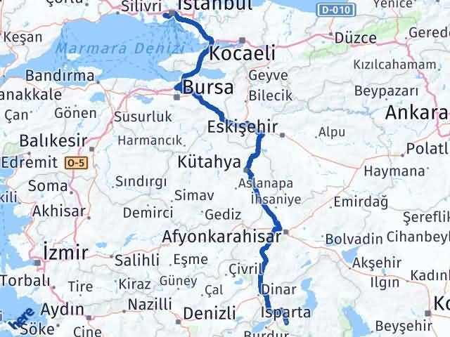 Isparta Esenler İstanbul Arası Kaç Km - Yol Haritası