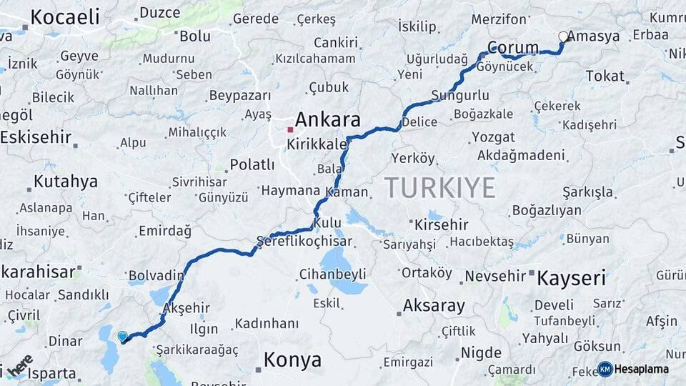Gelendost Amasya Arası Kaç Km - Yol Tarifi