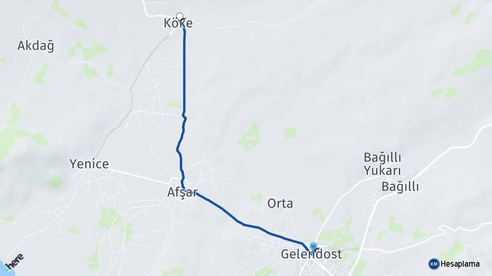 Isparta Gelendost Köke Gelendost Arası Kaç Km - Yol Haritası
