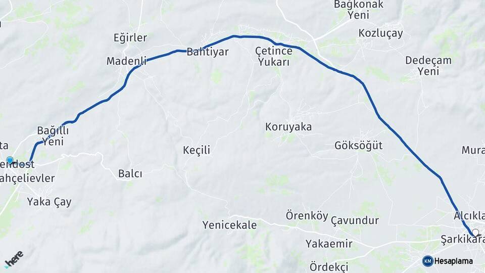 Isparta Gelendost Şarkikaraağaç Arası Kaç Km - Yol Haritası
