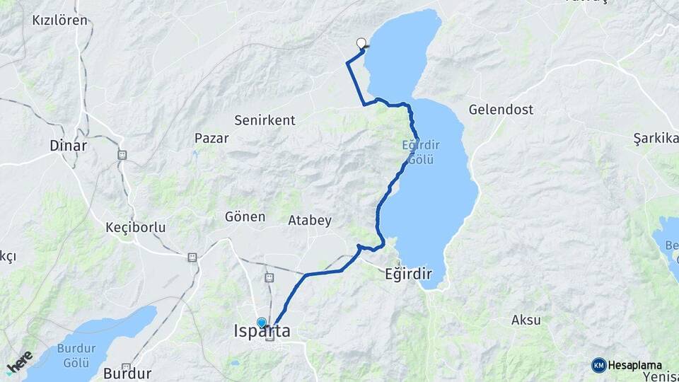 Isparta Gençali Senirkent Arası Kaç Km - Yol Haritası
