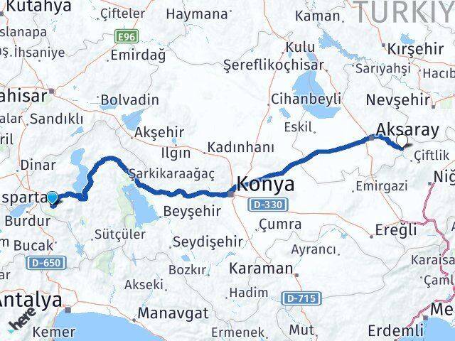 Isparta Güzelyurt Aksaray Arası Kaç Km - Yol Haritası