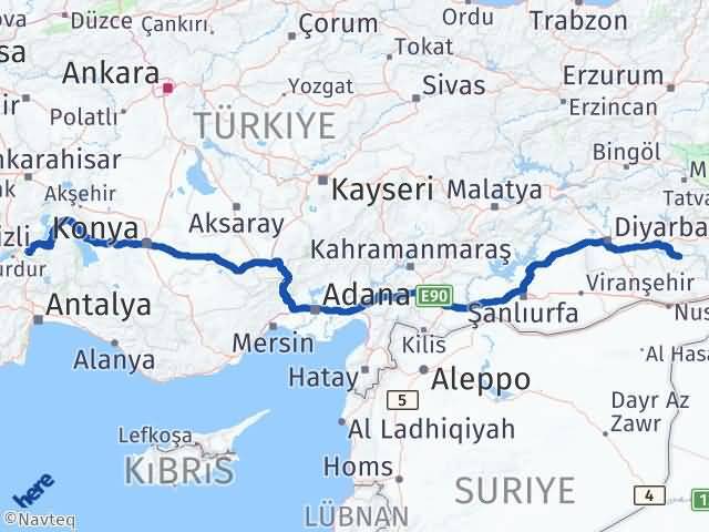Isparta Hasankeyf Batman Arası Kaç Km - Yol Haritası