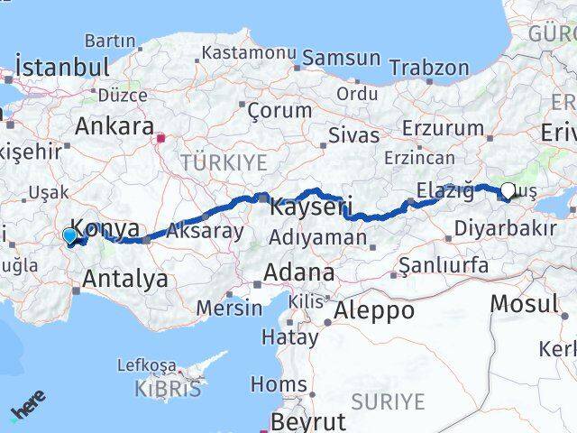 Isparta Hasköy Muş Arası Kaç Km - Yol Haritası