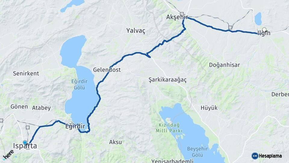 Isparta Ilgın Konya Arası Kaç Km - Yol Haritası