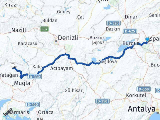Isparta Kavaklıdere Muğla Arası Kaç Km - Yol Haritası