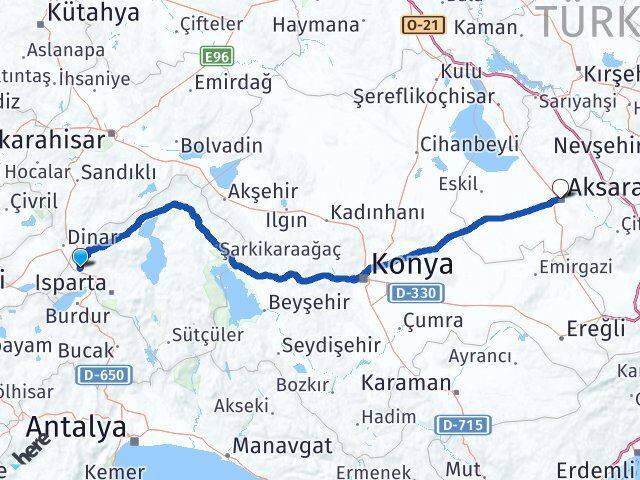 Isparta Keçiborlu Aksaray Arası Kaç Km - Yol Haritası