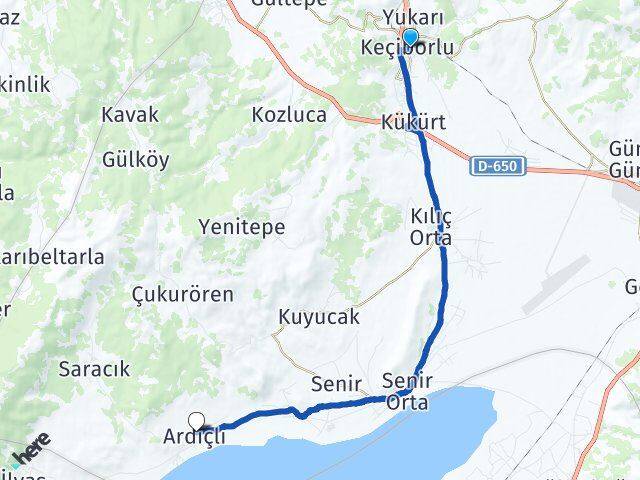 Isparta Keçiborlu Ardıçlı Keçiborlu Arası Kaç Km - Yol Haritası