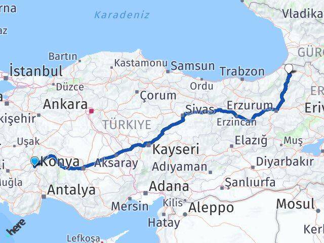 Isparta Keçiborlu Artvin Arası Kaç Km - Yol Haritası