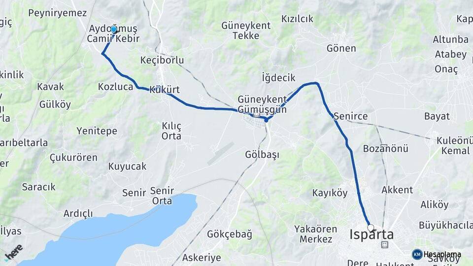 Aydoğmuş Isparta Arası Kaç Km - Yol Tarifi