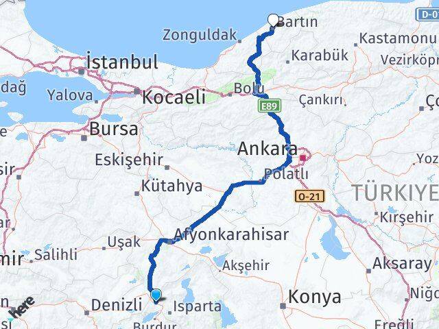 Isparta Keçiborlu Bartın Arası Kaç Km - Yol Haritası