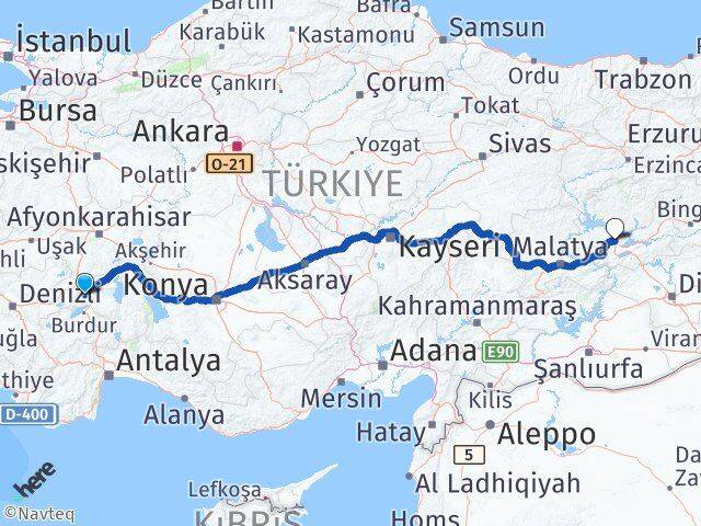 Isparta Keçiborlu Elazığ Arası Kaç Km - Yol Haritası