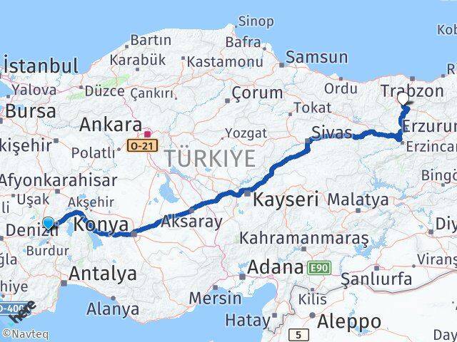 Isparta Keçiborlu Gümüşhane Arası Kaç Km - Yol Haritası