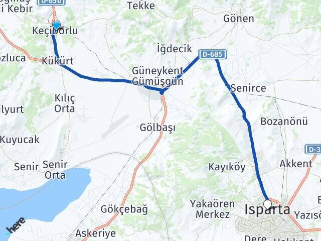 Keçiborlu Isparta Otogarı Arası Kaç Km - Yol Tarifi