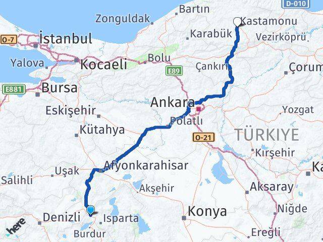Isparta Keçiborlu Kastamonu Arası Kaç Km - Yol Haritası