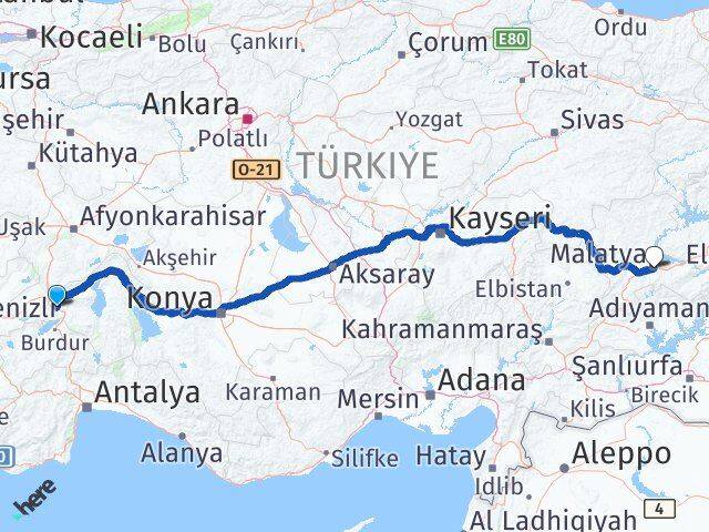 Isparta Keçiborlu Malatya Arası Kaç Km - Yol Haritası