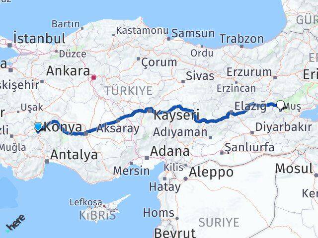 Isparta Keçiborlu Muş Arası Kaç Km - Yol Haritası