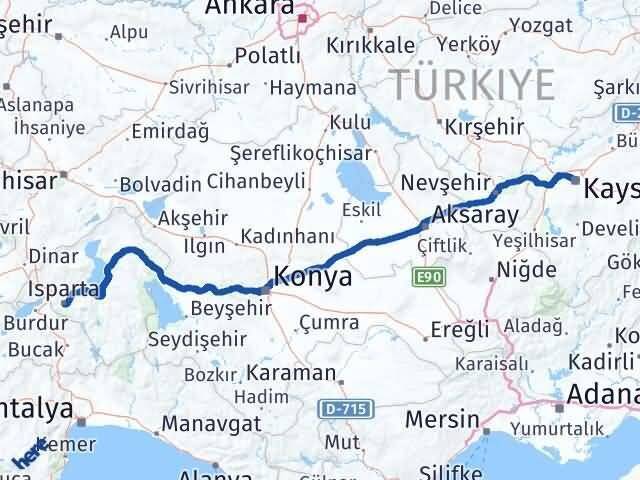 Isparta Kocasinan Arası Kaç Km - Yol Tarifi
