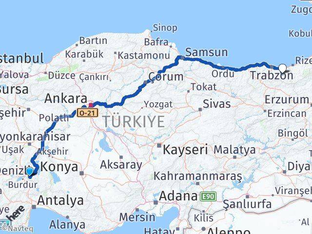 Isparta Köprübaşı Trabzon Arası Kaç Km - Yol Haritası