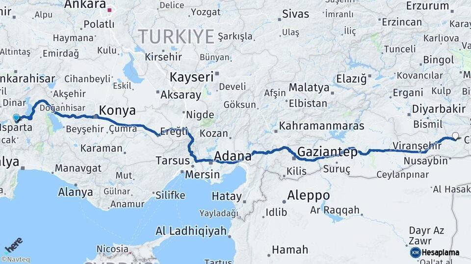 Isparta Midyat Mardin Arası Kaç Km - Yol Haritası