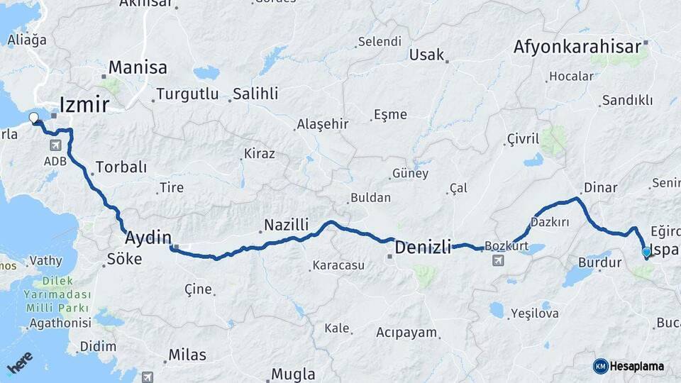 Isparta Narlıdere Arası Kaç Km - Yol Tarifi