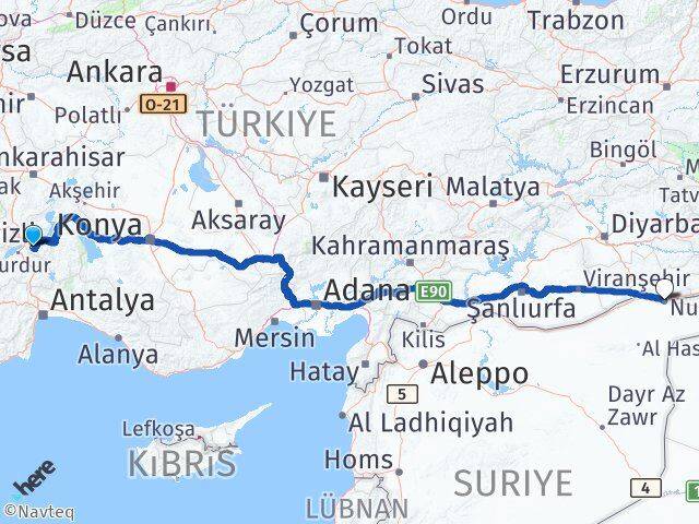 Isparta Nusaybin Mardin Arası Kaç Km - Yol Haritası